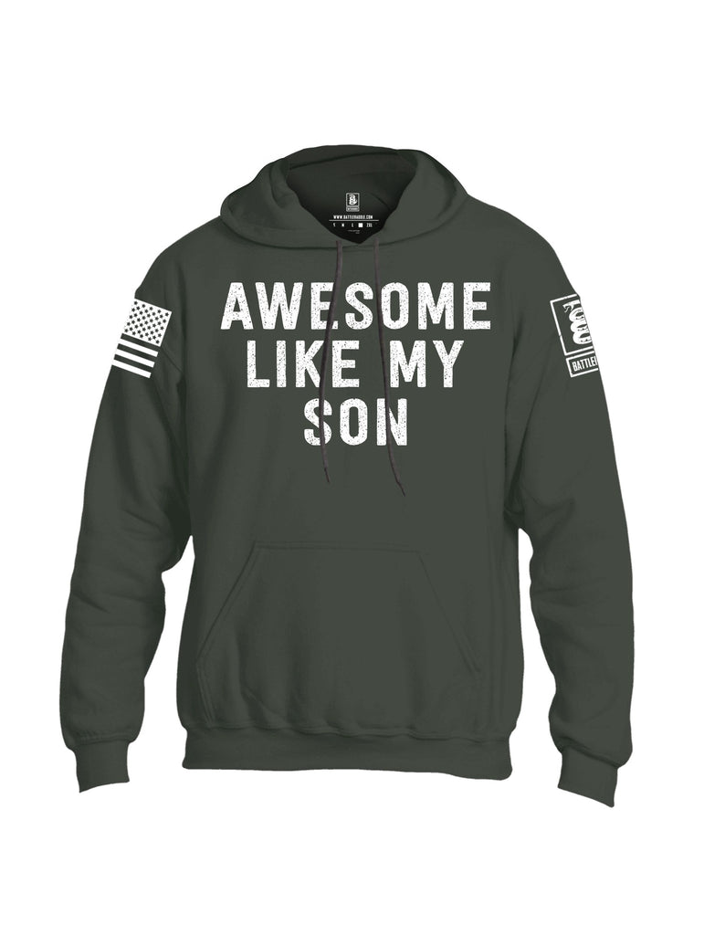 Battleraddle Awesome Like My Son White Sleeves Uni Cotton Blended Hoodie With Pockets