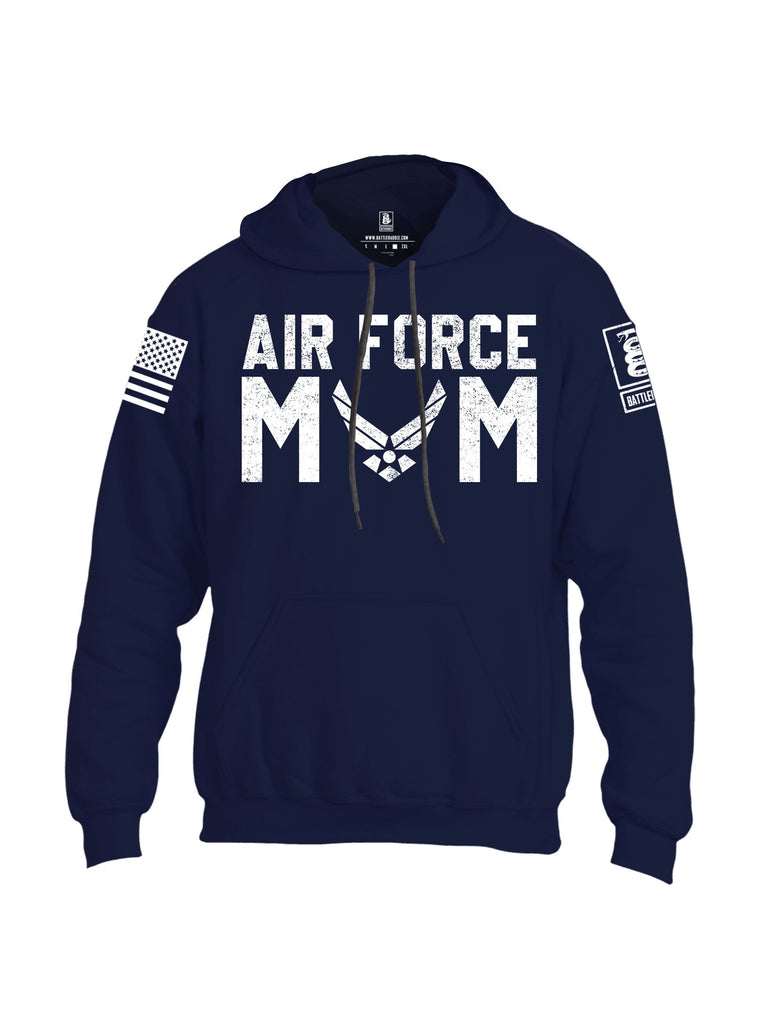 Battleraddle Air Force Mom White Sleeves Uni Cotton Blended Hoodie With Pockets