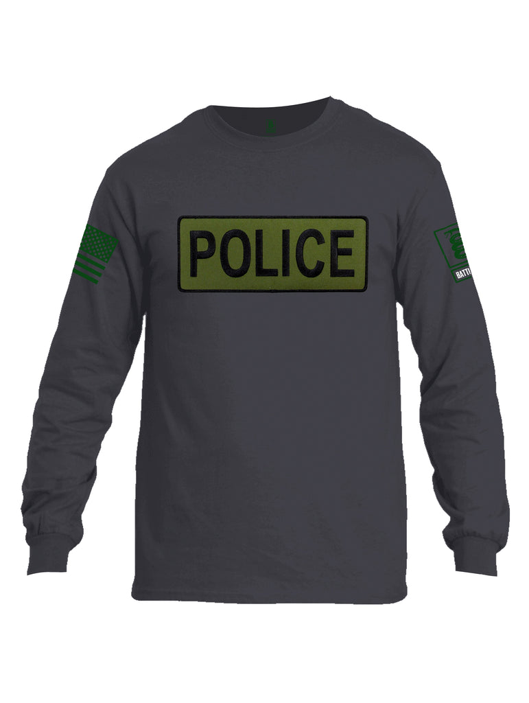 Battleraddle Police Patch Men Cotton Crew Neck Long Sleeve T Shirt