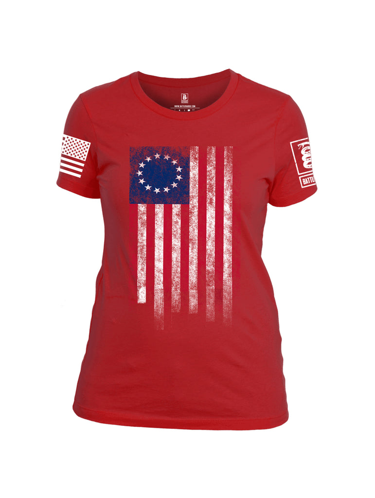 Battleraddle Thirteen Colonies Flag Women Cotton Crew Neck T-Shirt