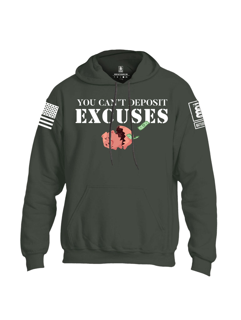 Battleraddle You Cant Deposit Excuses White Sleeves Uni Cotton Blended Hoodie With Pockets