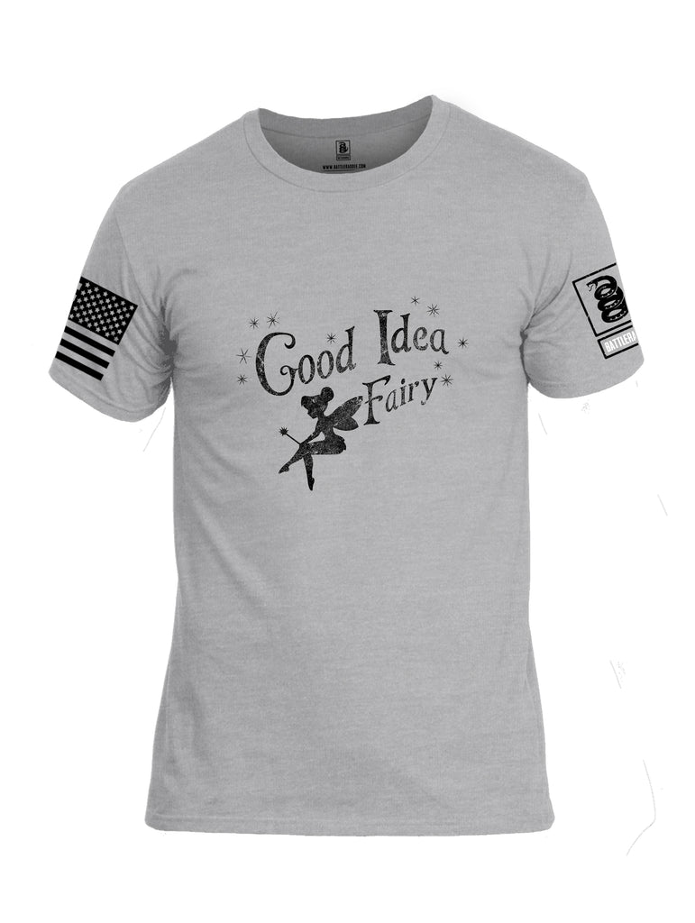 Battleraddle Good Idea Fairy Black {sleeve_color} Sleeves Men Cotton Crew Neck T-Shirt