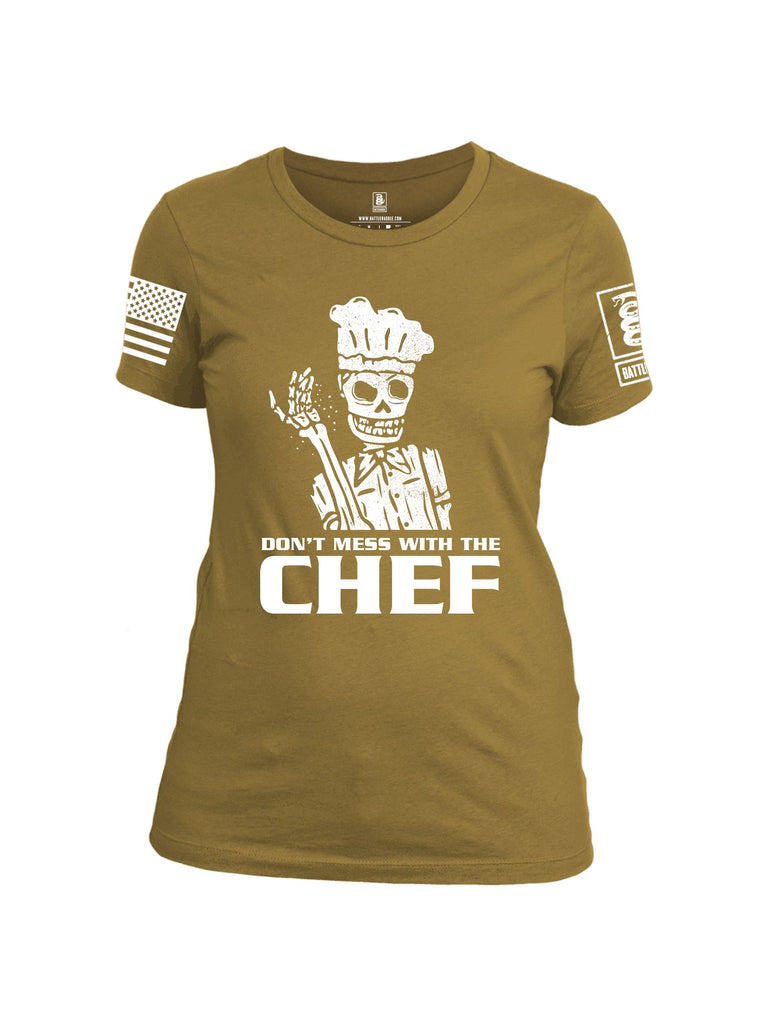 Battleraddle Dont Mess With The Chef White Sleeves Women Cotton Crew Neck T-Shirt