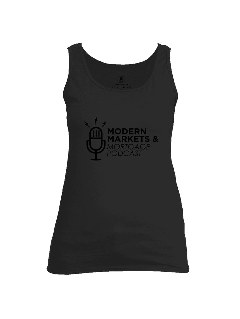 Battleraddle Modern Markets And Mortgages Podcast Black Sleeves Women Cotton Cotton Tank Top