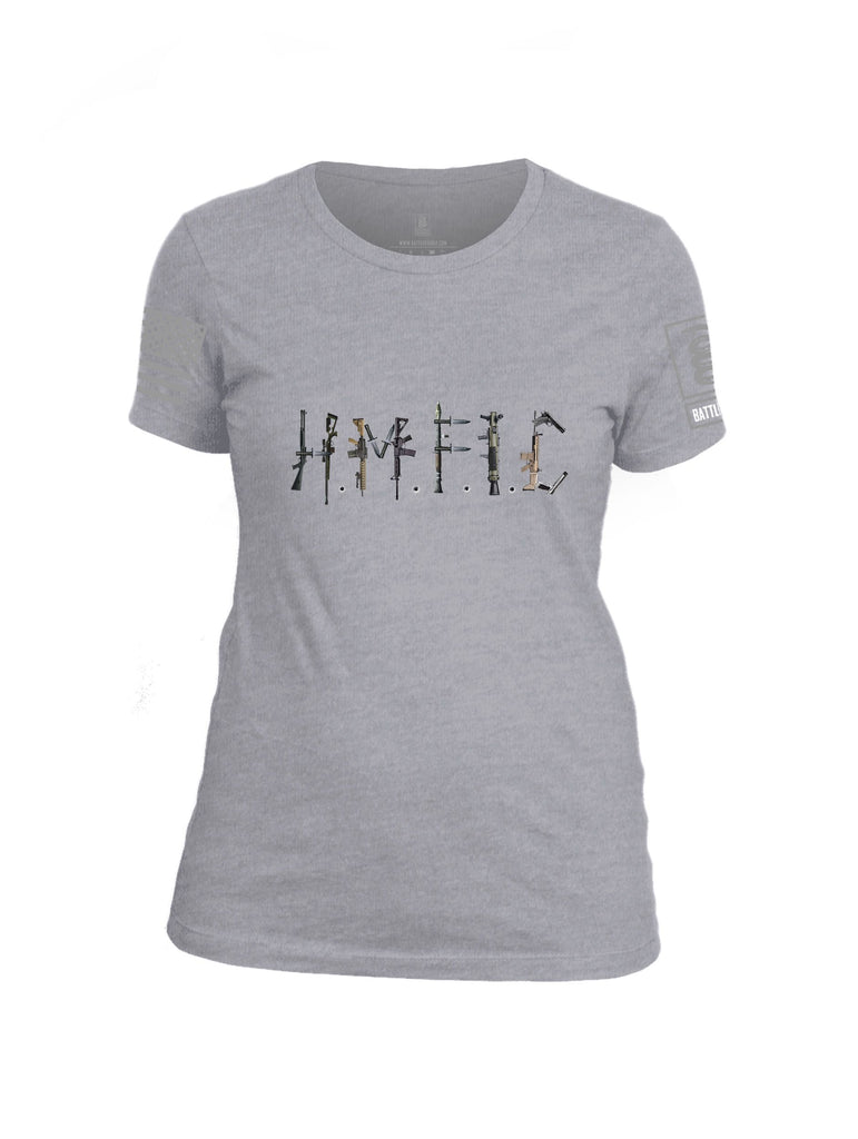 Battleraddle Hmfic Rifles Grey Sleeves Women Cotton Crew Neck T-Shirt