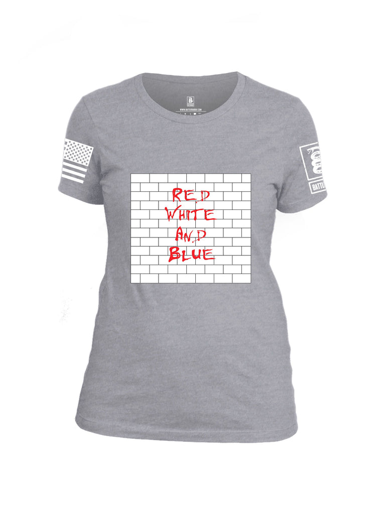 Battleraddle Red White And Blue White Sleeves Women Cotton Crew Neck T-Shirt