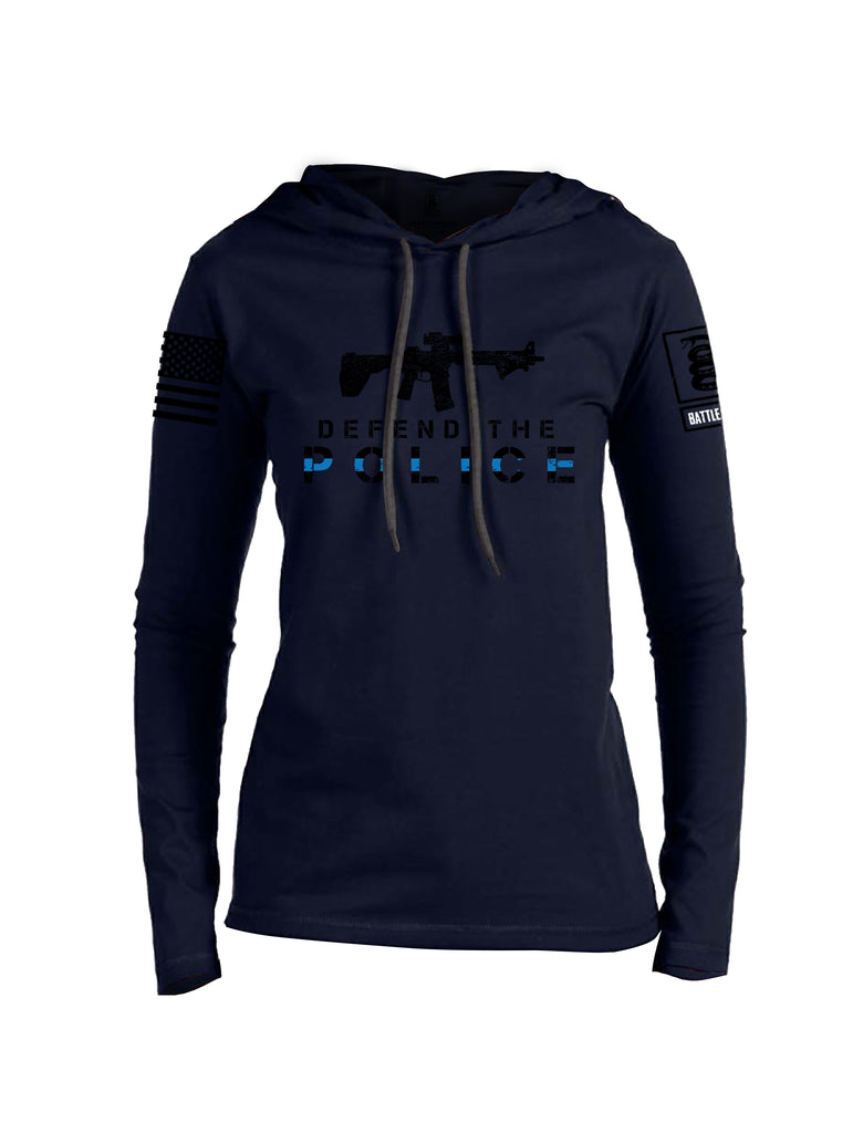 Battleraddle Defend The Police White {sleeve_color} Sleeves Women Cotton Thin Cotton Lightweight Hoodie