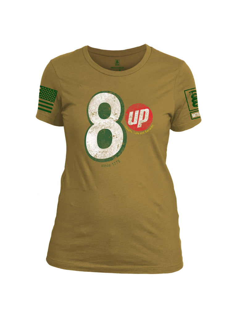 Battleraddle 8 Up Dark Green Sleeve Print Womens Cotton Crew Neck T Shirt
