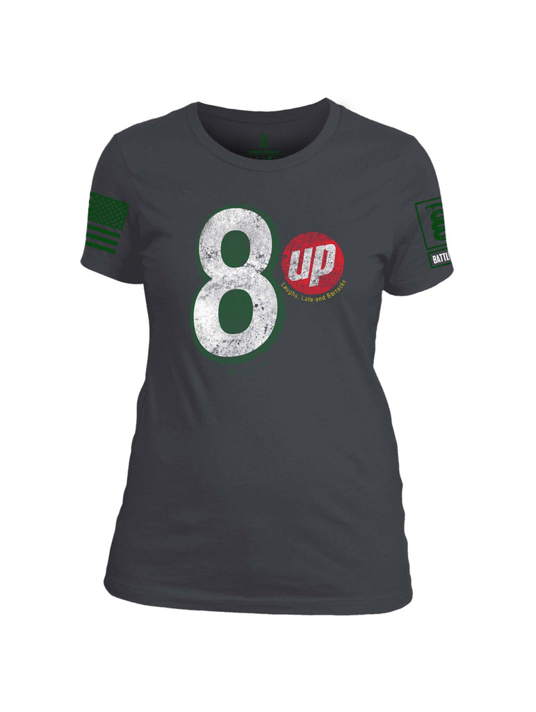 Battleraddle 8 Up Dark Green Sleeve Print Womens Cotton Crew Neck T Shirt