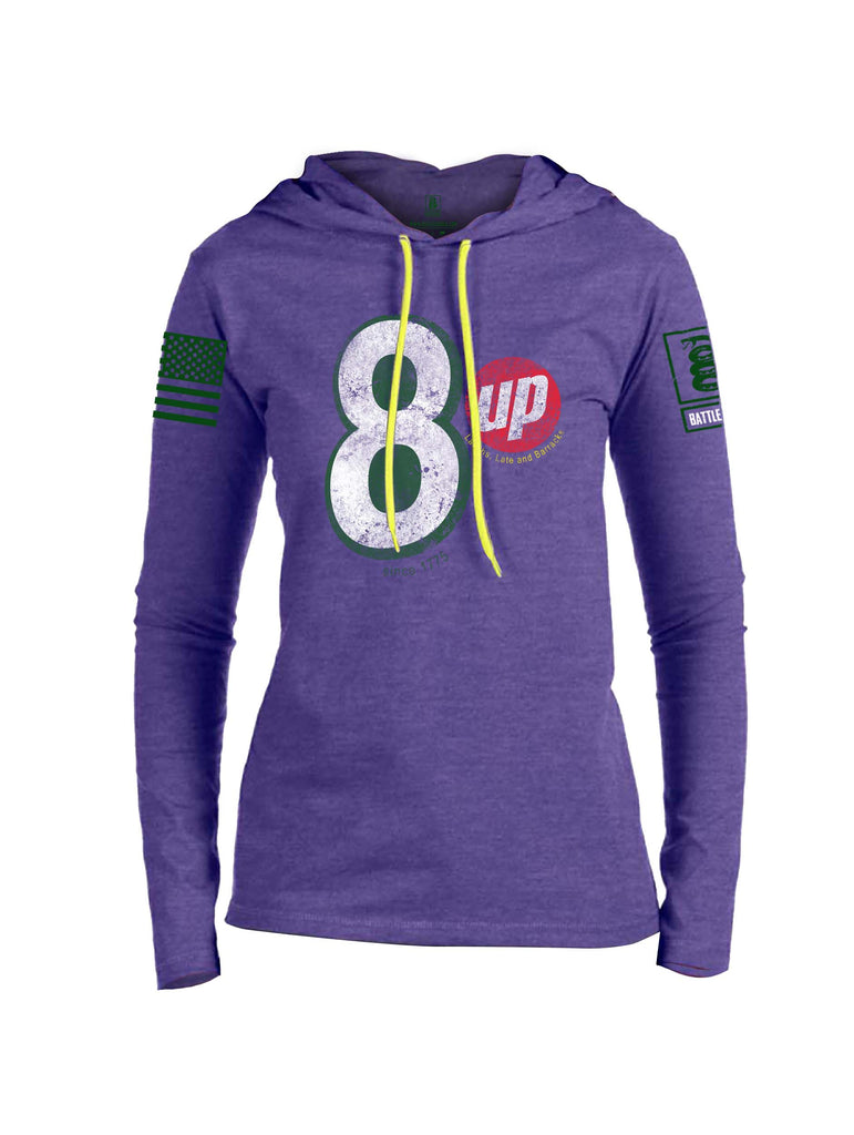 Battleraddle 8 Up Dark Green Sleeve Print Womens Thin Cotton Lightweight Hoodie