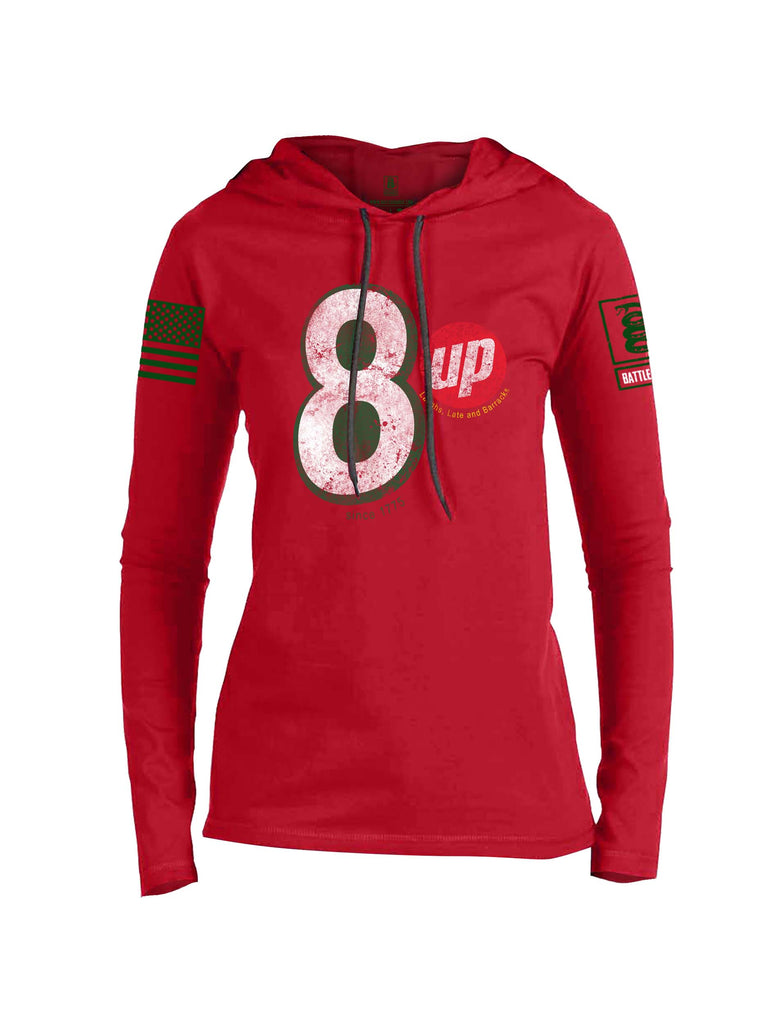 Battleraddle 8 Up Dark Green Sleeve Print Womens Thin Cotton Lightweight Hoodie