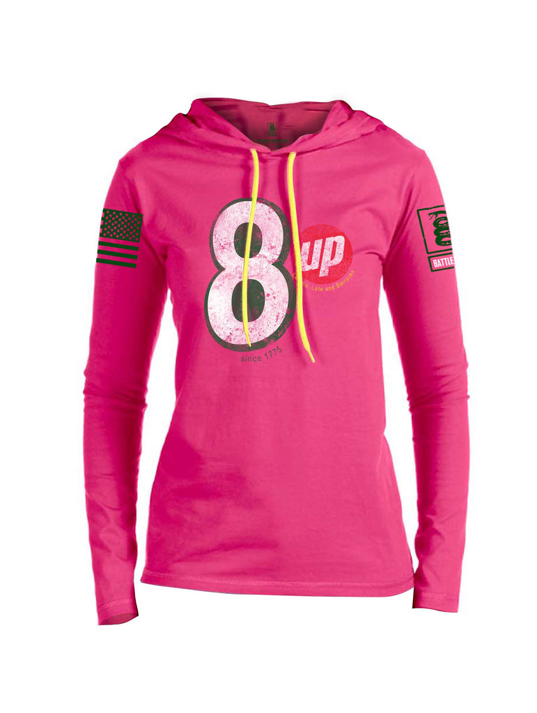 Battleraddle 8 Up Dark Green Sleeve Print Womens Thin Cotton Lightweight Hoodie