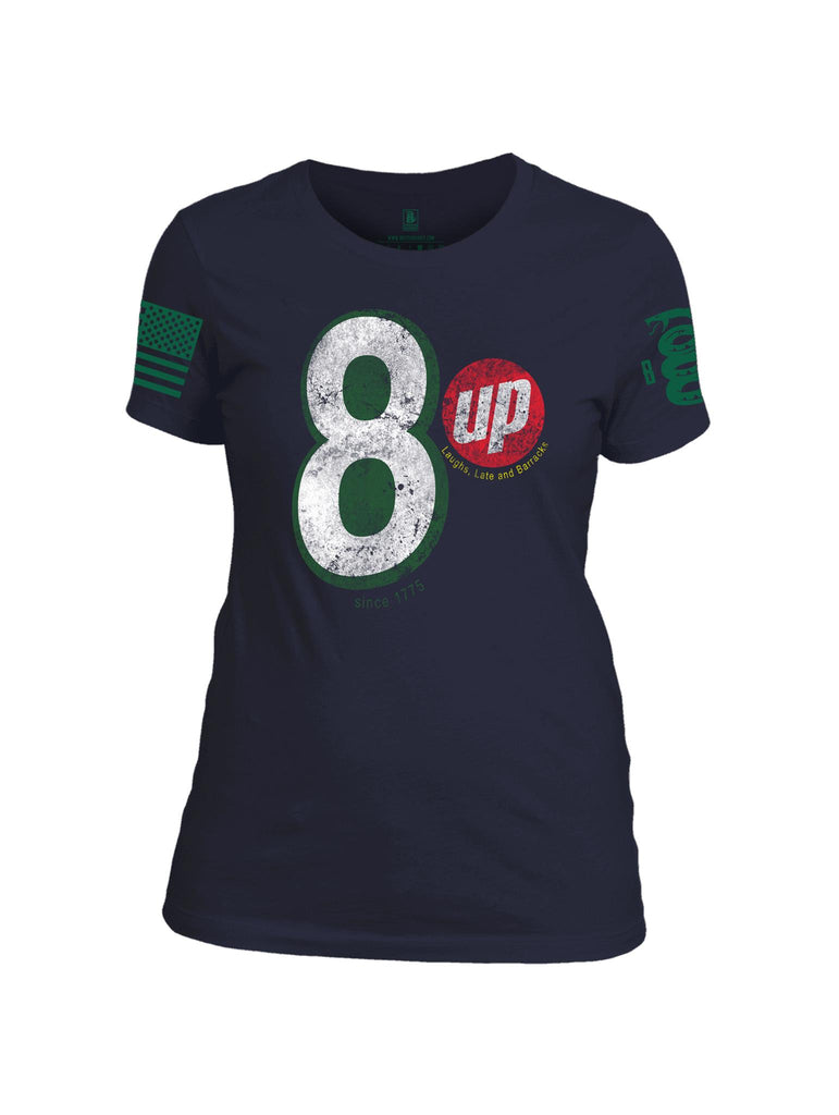 Battleraddle 8 Up Green Sleeve Print Womens Cotton Crew Neck T Shirt - Battleraddle® LLC