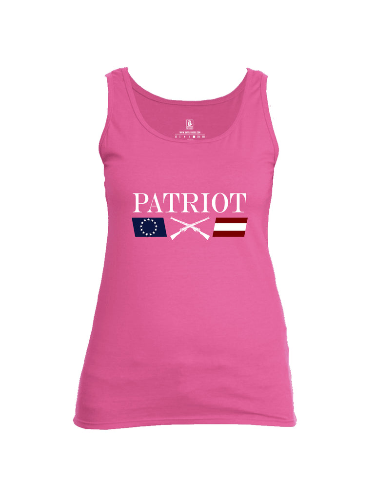 Battleraddle Patriot Rifle Flag White {sleeve_color} Sleeves Women Cotton Cotton Tank Top