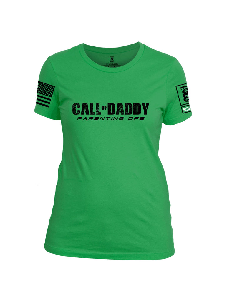 Battleraddle Call Of Daddy Black Sleeves Women Cotton Crew Neck T-Shirt