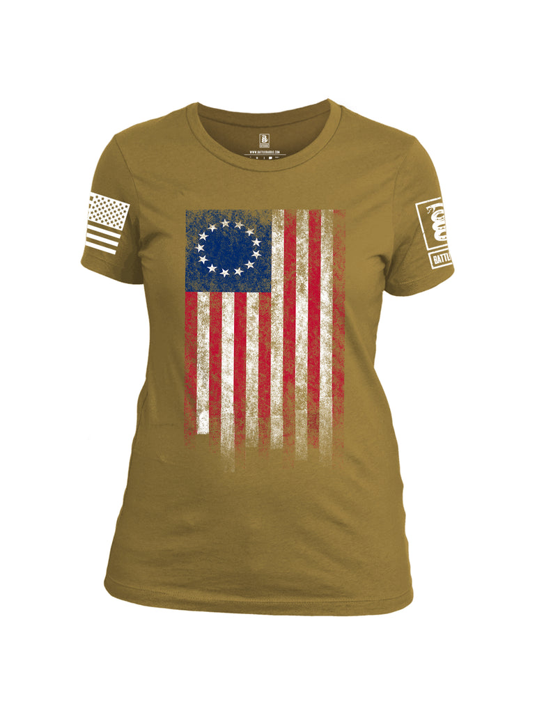 Battleraddle Thirteen Colonies Flag Women Cotton Crew Neck T-Shirt