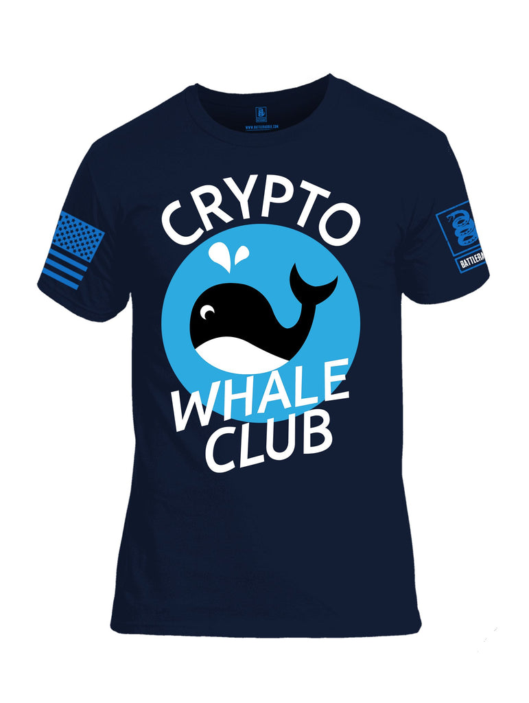 Battleraddle Crypto Whale Club Mid Blue Sleeves Men Cotton Crew Neck T-Shirt