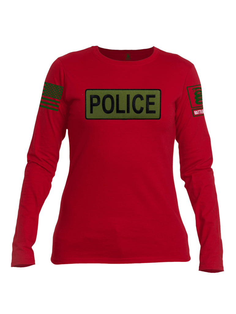 Battleraddle Police Patch Women Cotton Crew Neck Long Sleeve T Shirt