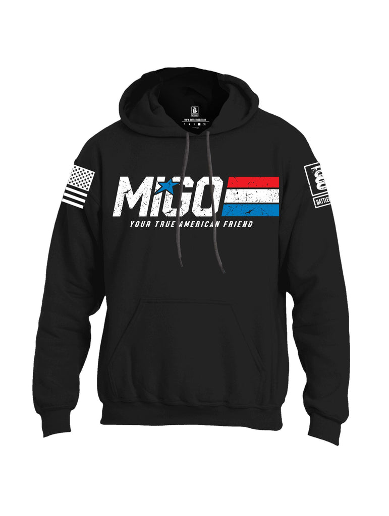 Battleraddle Migo Your True American Friend White Sleeves Uni Cotton Blended Hoodie With Pockets