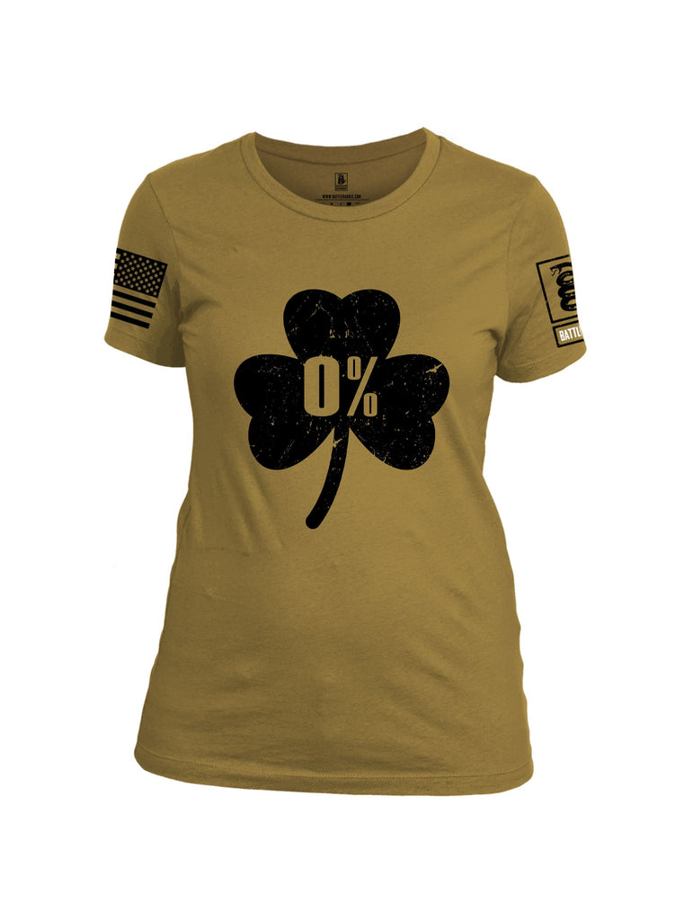 Battleraddle Clover Zero Percent Black Sleeves Women Cotton Crew Neck T-Shirt