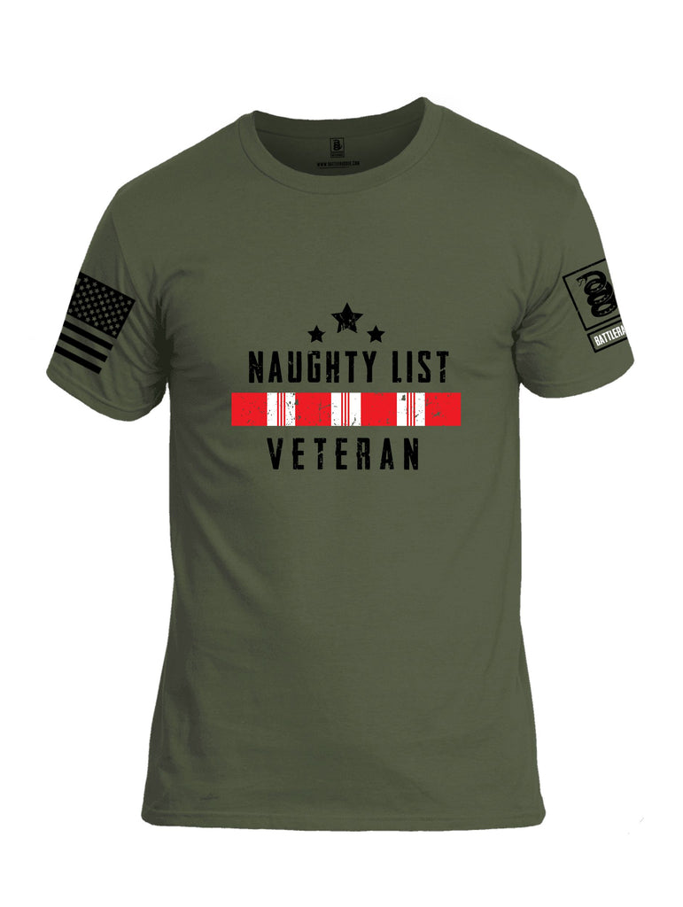 Battleraddle Naughty List Veteran Black Sleeves Men Cotton Crew Neck T-Shirt