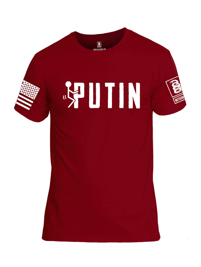 Battleraddle Fuck Putin White Sleeves Men Cotton Crew Neck T-Shirt