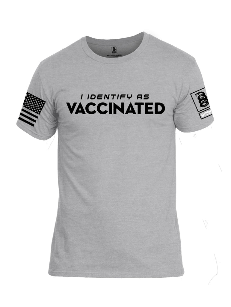 Battleraddle I Identify As Vaccinated Black Sleeves Men Cotton Crew Neck T-Shirt