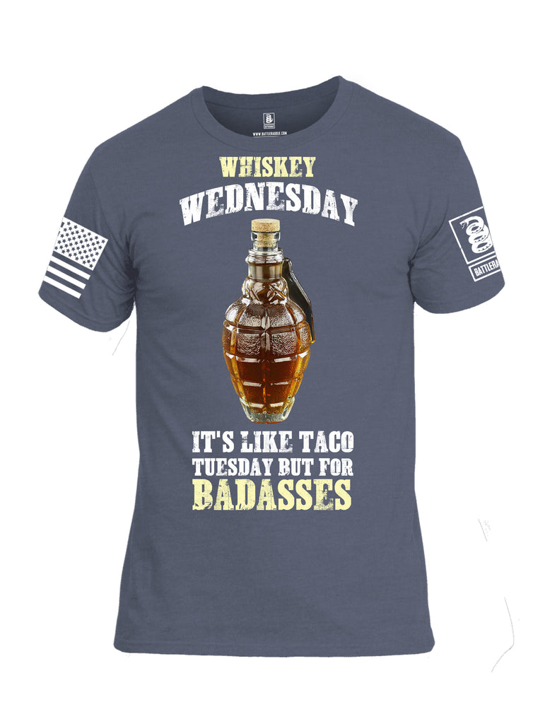 Battleraddle Whiskey Wednesday Is Like Taco Tuesday But For Badasses {sleeve_color} Sleeves Men Cotton Crew Neck T-Shirt