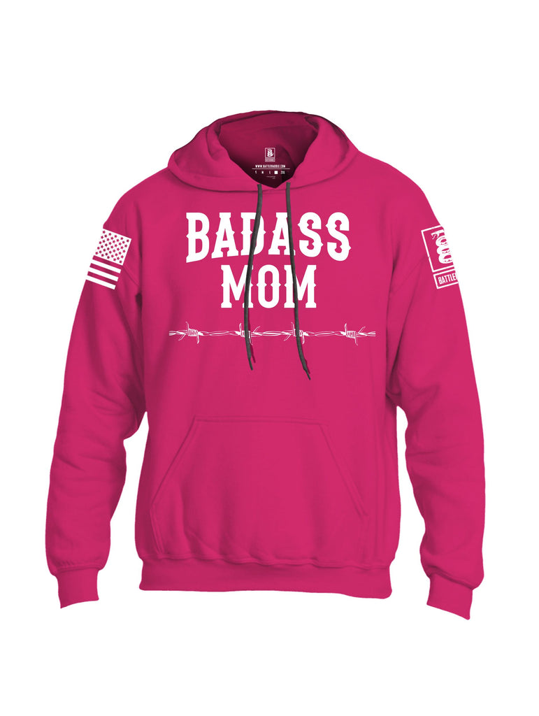 Battleraddle Badass Mom White Sleeves Uni Cotton Blended Hoodie With Pockets