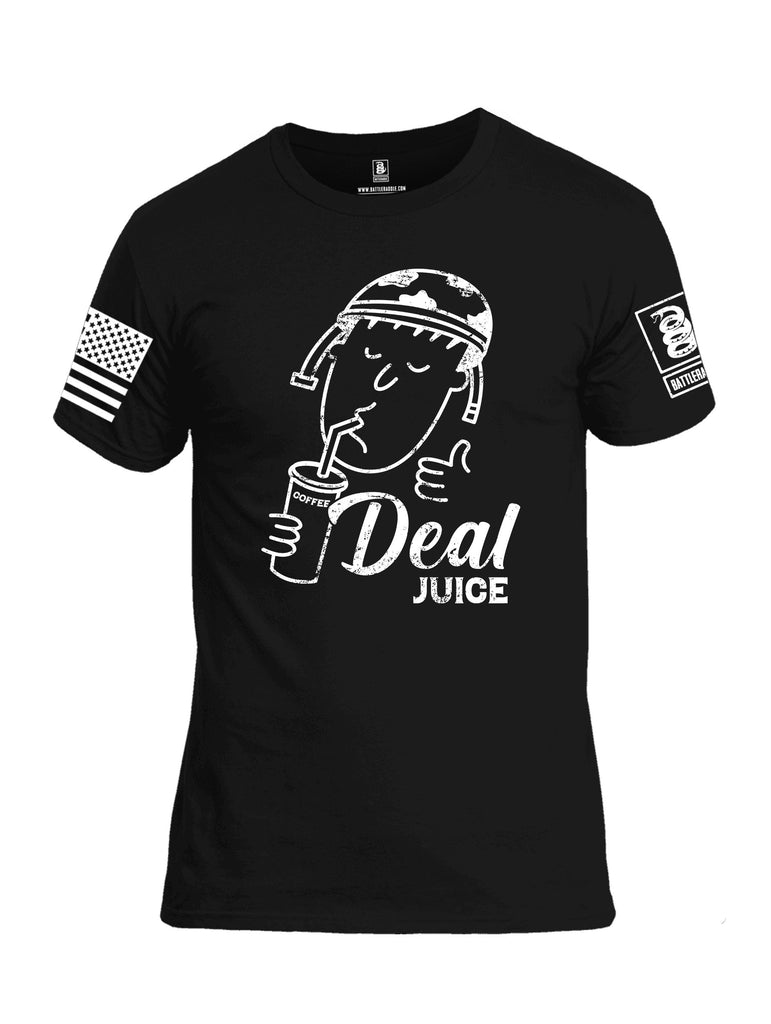 Battleraddle Deal Juice White Sleeves Men Cotton Crew Neck T-Shirt