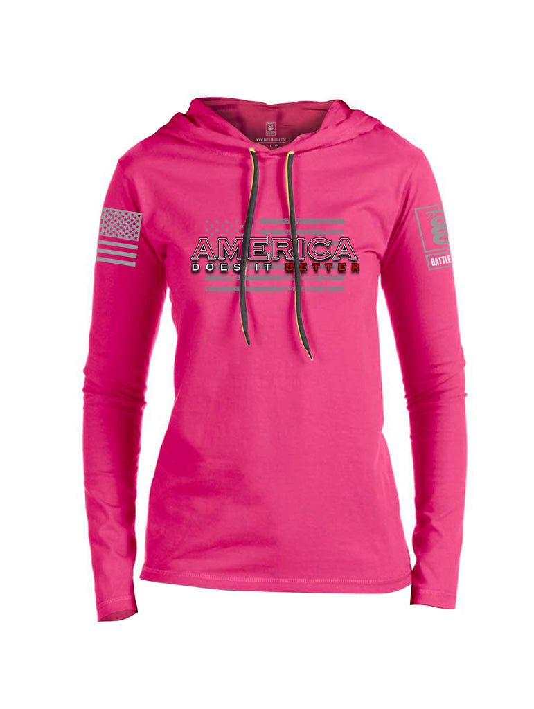 Battleraddle America Does It Better {sleeve_color} Sleeves Women Cotton Thin Cotton Lightweight Hoodie