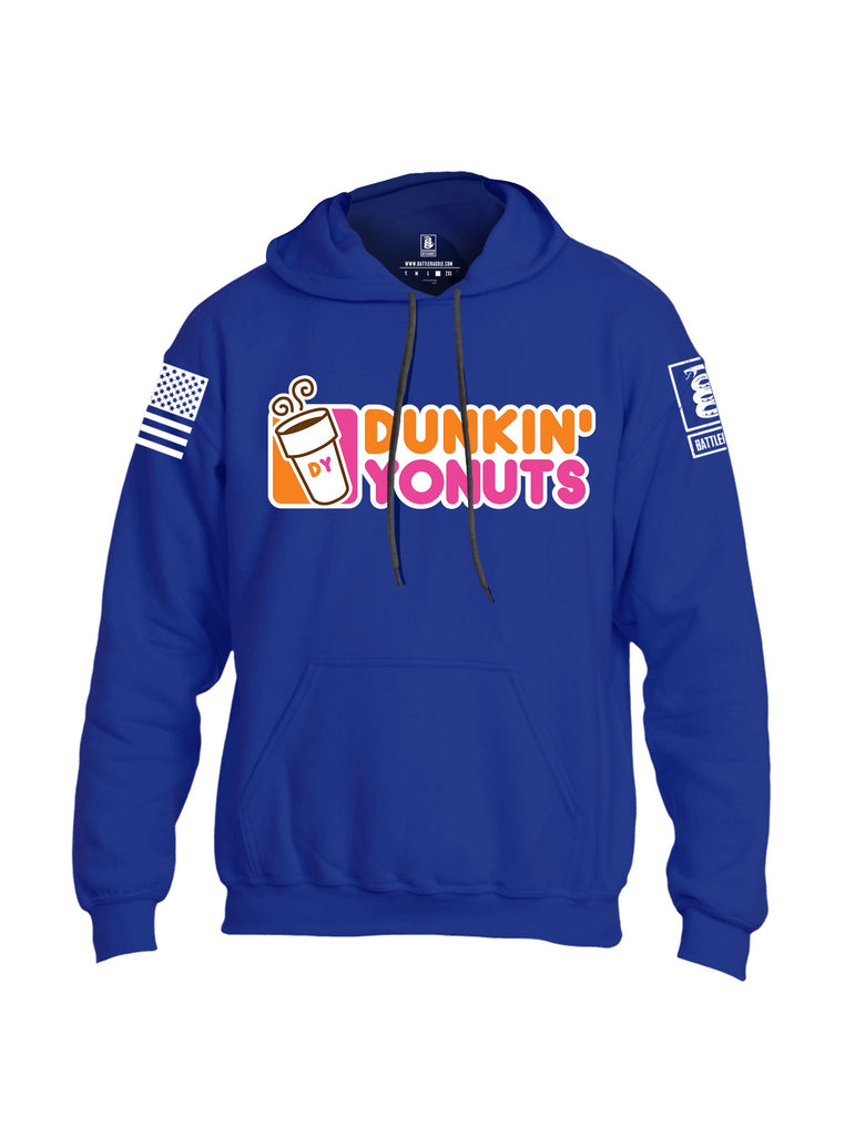 Battleraddle Dunkin Yonuts White Sleeves Uni Cotton Blended Hoodie With Pockets