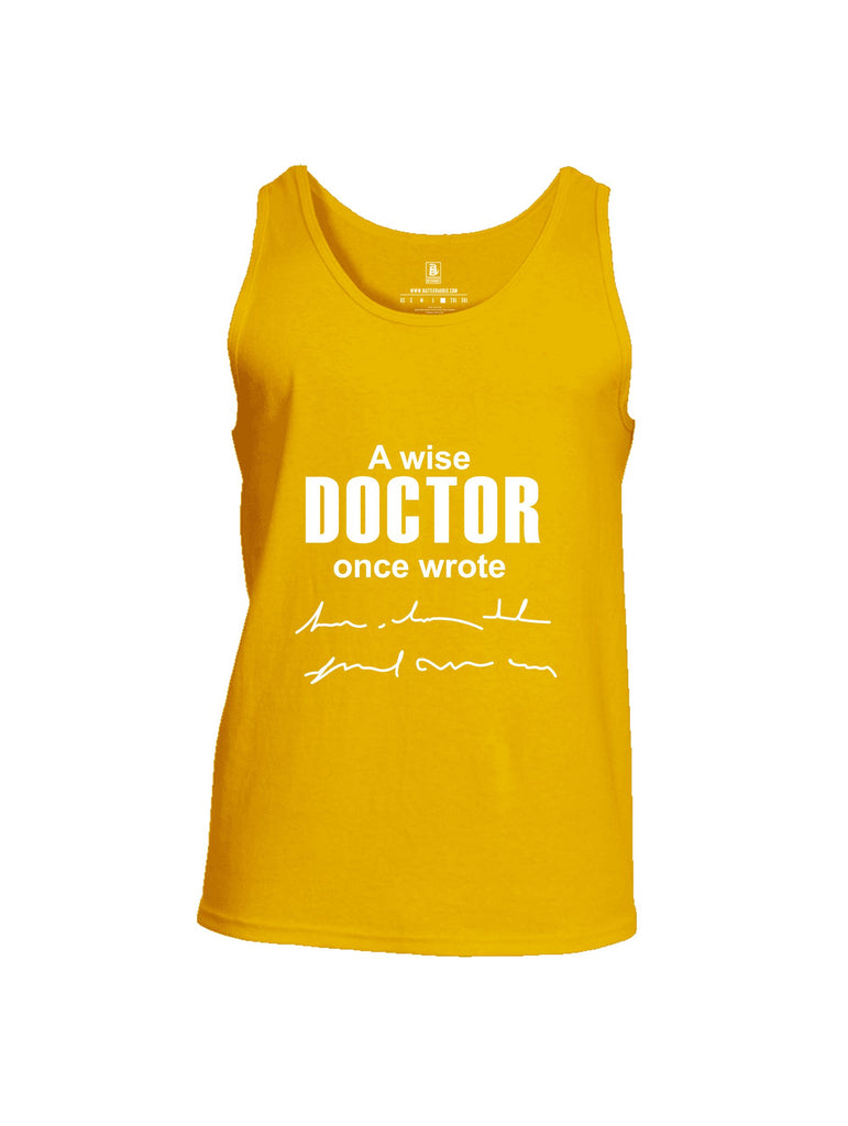 Battleraddle A Wise Doctor Once Wrote White Sleeves Men Cotton Cotton Tank Top