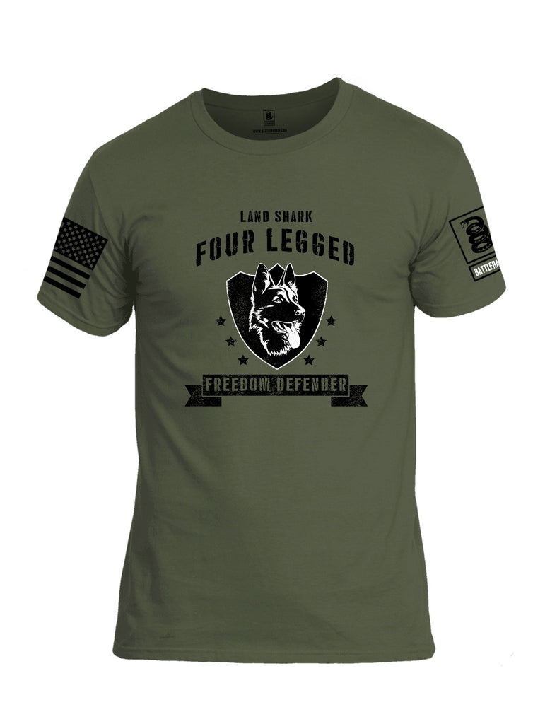 Battleraddle Four Legged Freedom Defender Black Sleeves Men Cotton Crew Neck T-Shirt