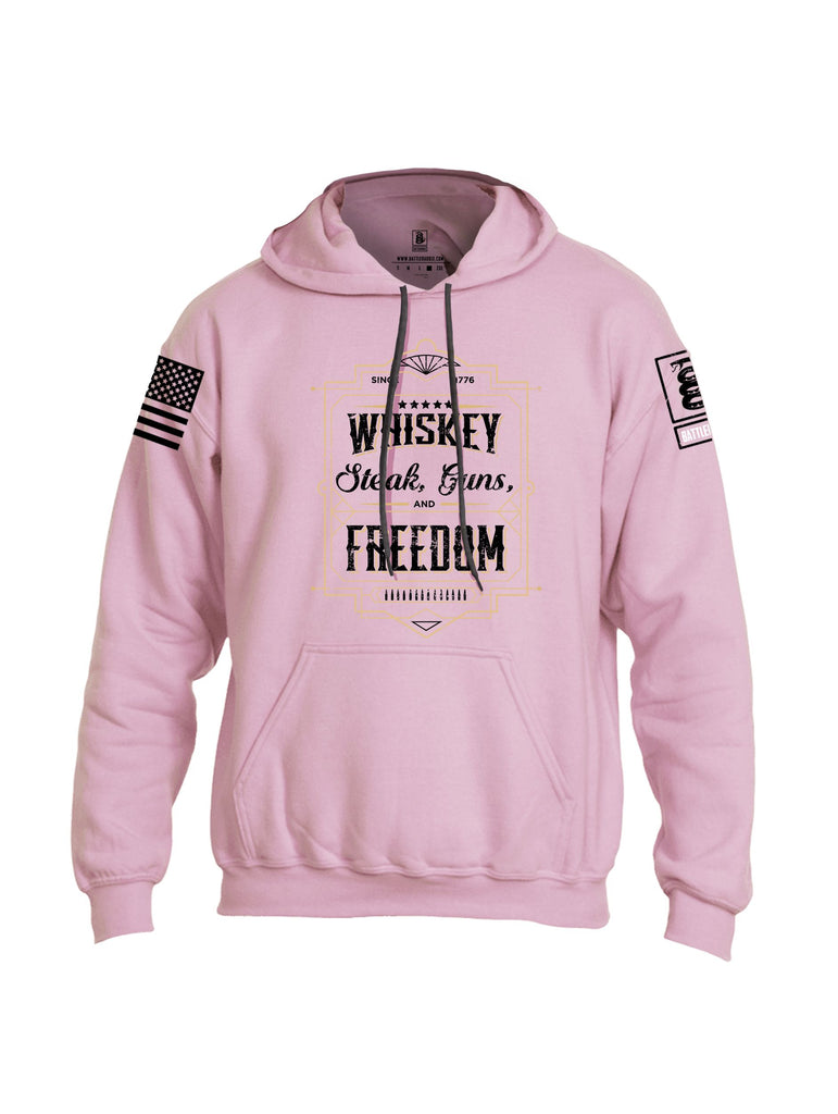 Battleraddle Whiskey Freedom Black Sleeves Uni Cotton Blended Hoodie With Pockets