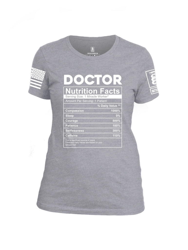 Battleraddle Doctor Nutrition Facts White Sleeves Women Cotton Crew Neck T-Shirt