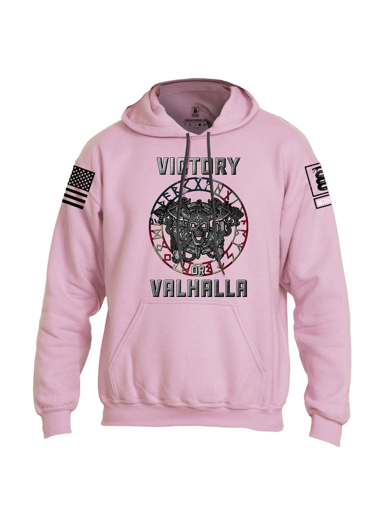 Battleraddle Victory Or Valhalla Black Sleeves Uni Cotton Blended Hoodie With Pockets