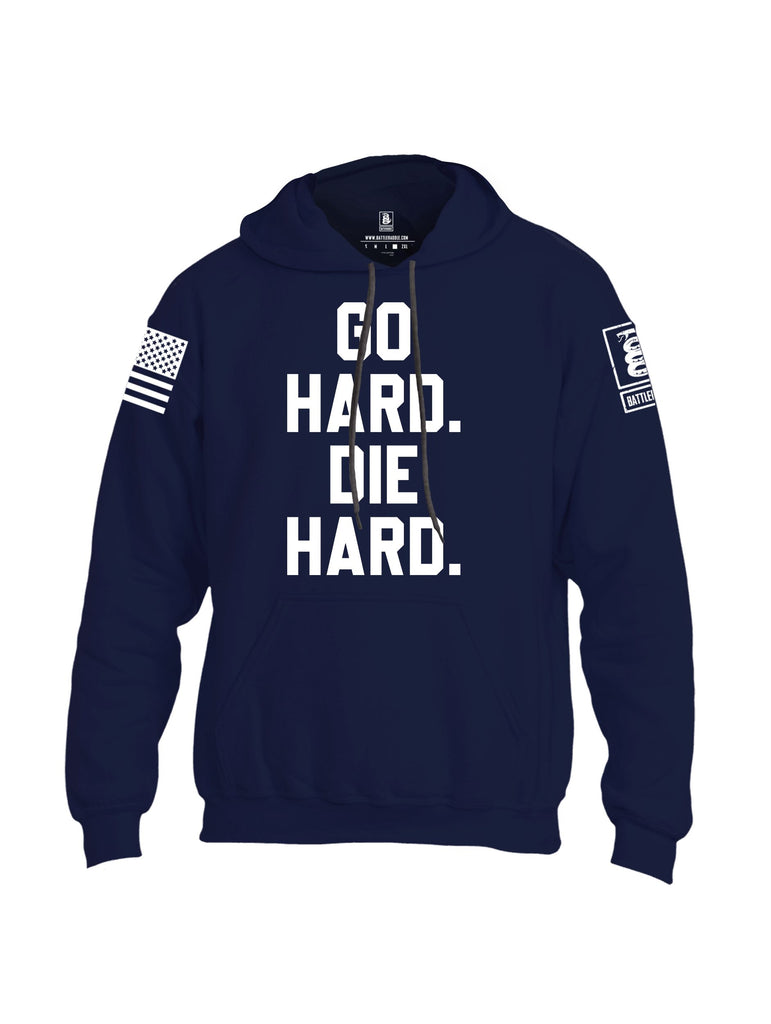 Battleraddle Go Hard Die Hard White Sleeves Uni Cotton Blended Hoodie With Pockets