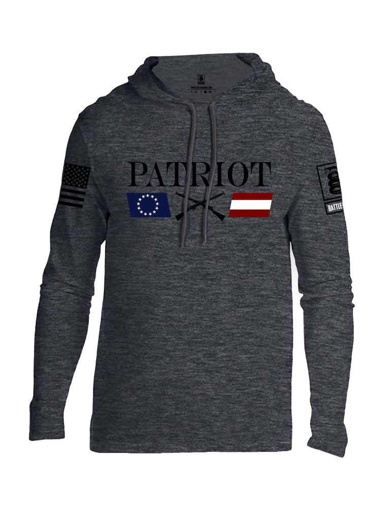 Battleraddle Patriot Rifle Flag Black {sleeve_color} Sleeves Men Cotton Thin Cotton Lightweight Hoodie