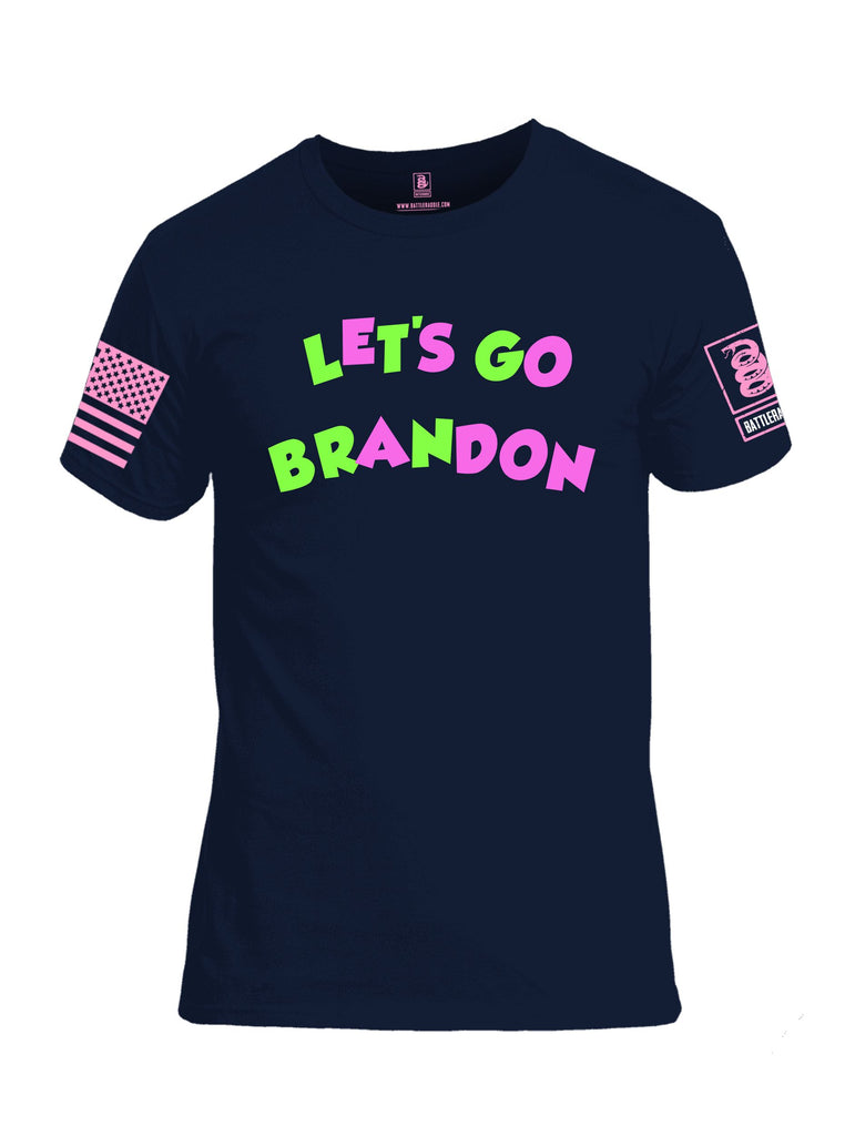 Battleraddle Lets Go Brandon Pink Sleeves Men Cotton Crew Neck T-Shirt