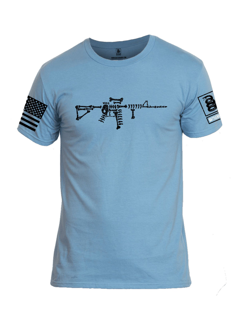 Battleraddle Skull Rifle Black Sleeves Men Cotton Crew Neck T-Shirt