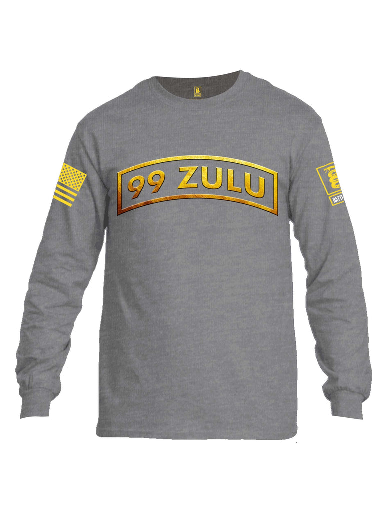 Battleraddle 99 Zulu Yellow Sleeve Print Mens Cotton Long Sleeve Crew Neck T Shirt