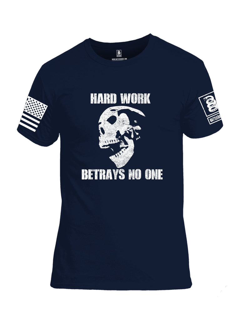 Battleraddle Hard Work Betrays No One White Sleeves Men Cotton Crew Neck T-Shirt