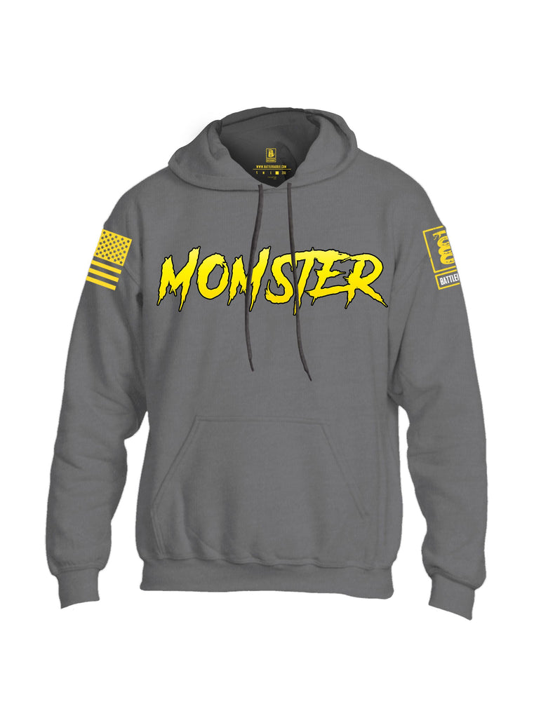 Battleraddle Momster Yellow Sleeves Uni Cotton Blended Hoodie With Pockets
