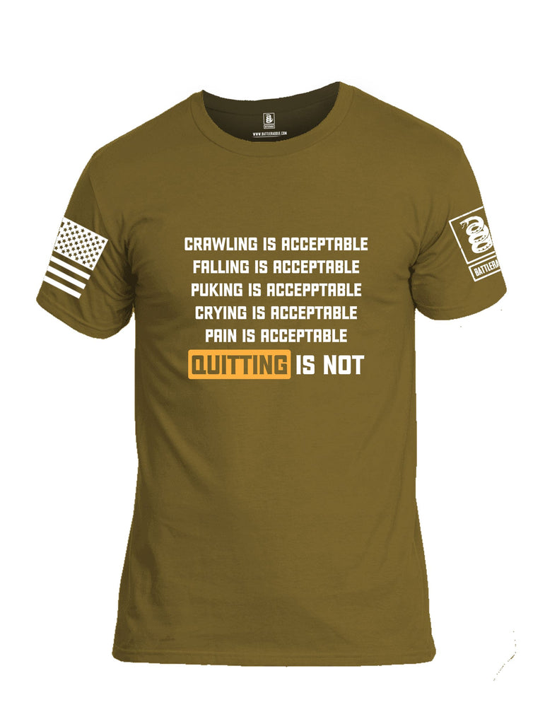 Battleraddle Quitting Is Not Acceptable White Sleeves Men Cotton Crew Neck T-Shirt