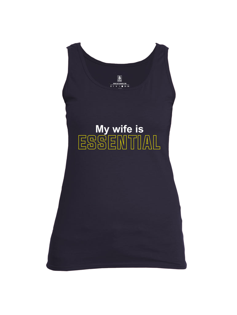 Battleraddle My Wife Is Essential {sleeve_color} Sleeves Women Cotton Cotton Tank Top