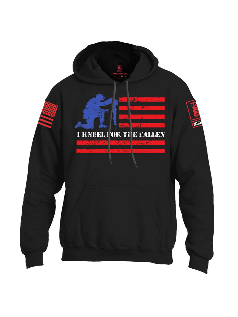 Battleraddle I Kneel For The Fallen Red Sleeves Uni Cotton Blended Hoodie With Pockets