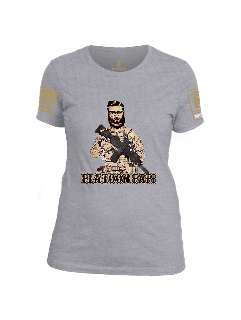 Battleraddle Platoon Papi Brass Sleeves Women Cotton Crew Neck T-Shirt