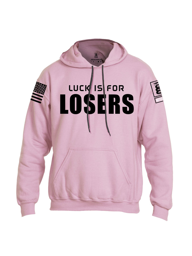 Battleraddle Luck Is For Losers Black Sleeves Uni Cotton Blended Hoodie With Pockets