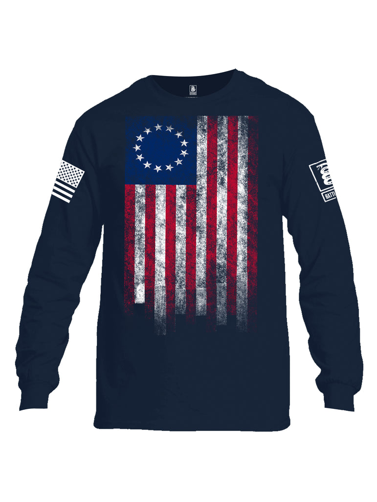 Battleraddle Thirteen Colonies Flag Men Cotton Crew Neck Long Sleeve T Shirt